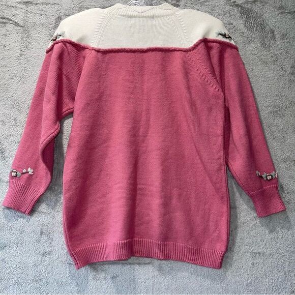 Vintage Dana Scott Pink Embroidered Floral Sweater Size S - Picture 9 of 9